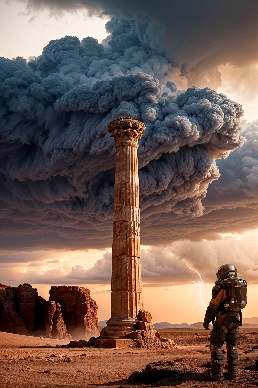 3D AI cosmonaut in an extraterrestrial science fiction landscape